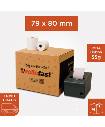 .Rollo Térmico 79mm x 80mm...
